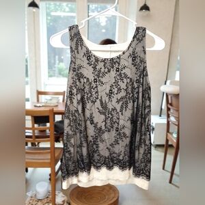 LOFT Elegant Black Lace Sleeveless Top, SP